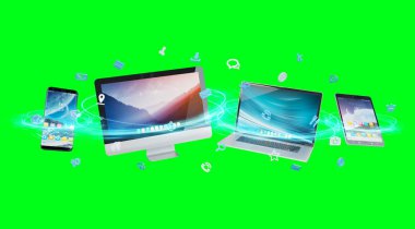 Teknik cihazlar ve simgeler uygulamaları 3d işleme bağlı