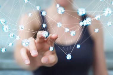 Uçan ağ topları bağlantı 3B oluşturmayı kullanarak iş kadını