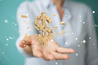 Dolar Döviz Alım 3d render patlayan ile iş kadını