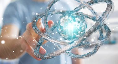 Fütüristik torus dokulu nesnesi 3B oluşturmayı kullanarak iş adamı