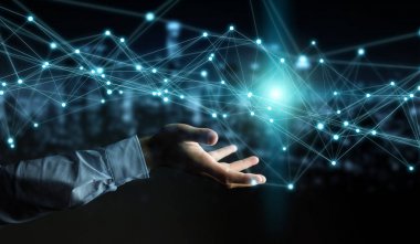 Uçan ağ bağlantısı 3B oluşturmayı kullanarak iş adamı