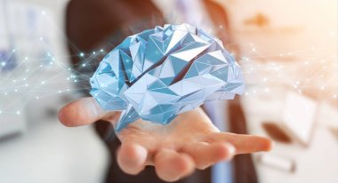 Dijital röntgen insan beyni arabirimi 3d renderi kullanarak iş adamı