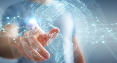 ABD dünya harita arabirimi 3d işlemesini kullanan iş adamı