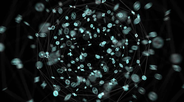 Sistem koneksi sphere dan datas bertukar render 3D — Stok Foto