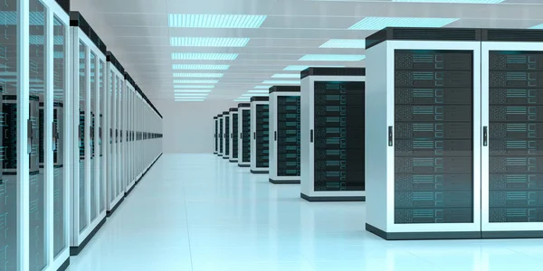 Server Room Center Austausch von Cyber-Daten 3D-Rendering — Stockfoto