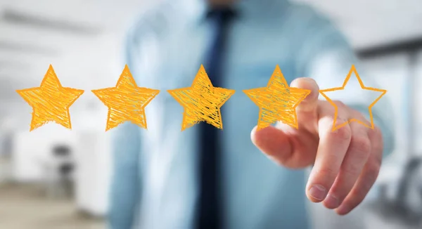 Businessman rating with hand drawn stars — Stock Photo, Image