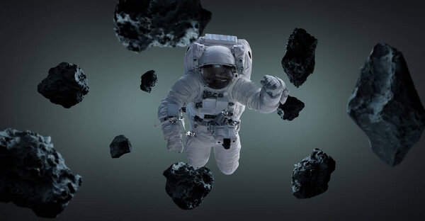 Astronaut isolated on grey background 3D rendering elements of t