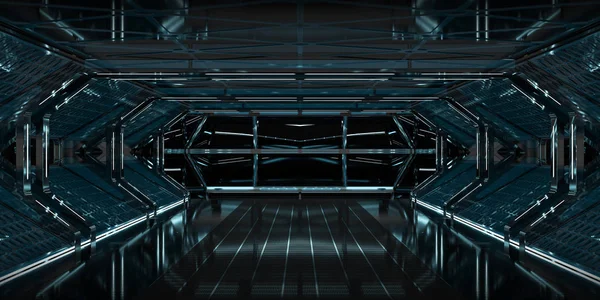 Raumschiff dunkles Interieur 3D-Rendering — Stockfoto