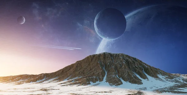 Exoplanet v prostoru 3d vykreslování prvků tohoto obrazu furnishe — Stock fotografie