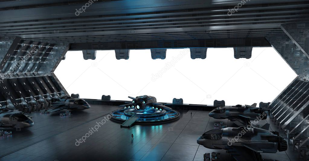 Llanding strip spaceship interior isolated on white background 3