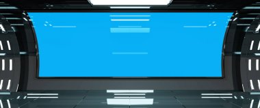 Uzay gemisi karanlık iç 3d render ile