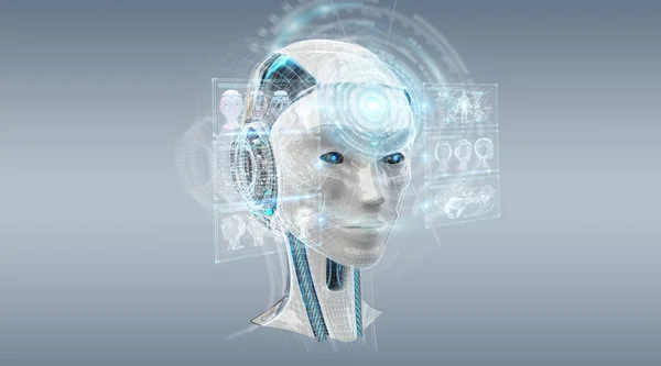 Digitale künstliche Intelligenz Cyborg-Schnittstelle 3D-Rendering — Stockfoto
