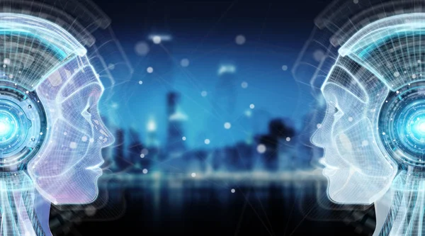 Digitální umělá inteligence cyborg rozhraní 3d vykreslování — Stock fotografie