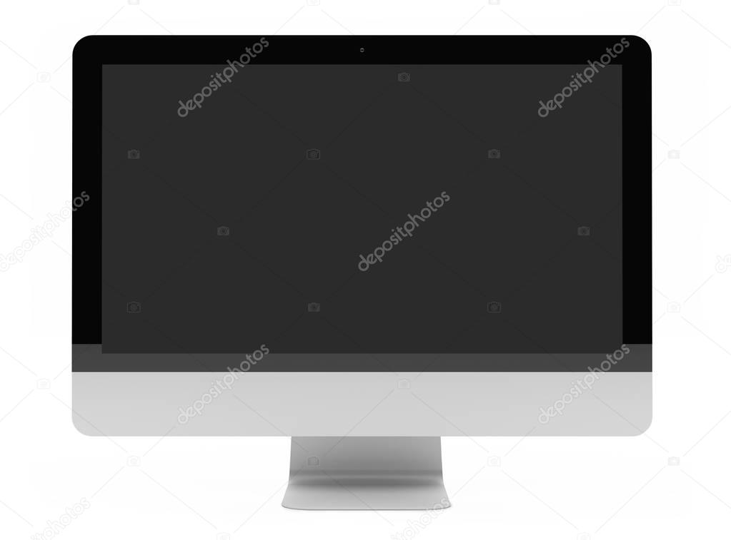 Modern computer screen on white background 3D rendering
