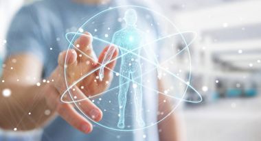 Dijital röntgen insan vücudu tarama arabirimi 3d ren kullanarak iş adamı