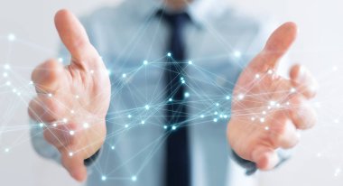 Uçan ağ bağlantısı 3B oluşturmayı kullanarak iş adamı