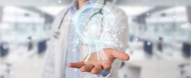 Dijital yapay zeka arabirimi 3d render kullanarak doktor