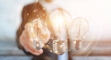 Bağlantıları 3d ren ile modern kesimine bağlayan işadamı