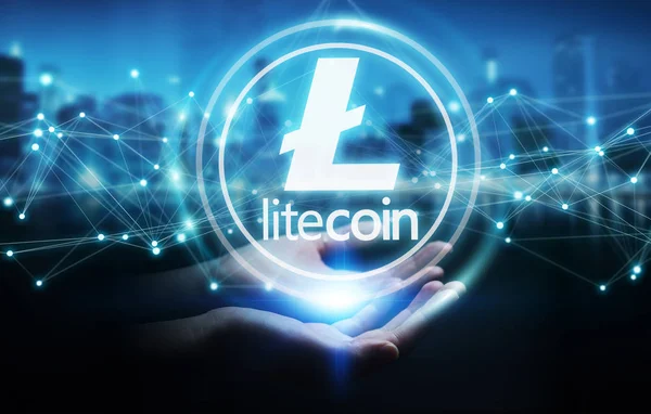Litecoins cryptocurrency background 3D rendering — Stok Foto