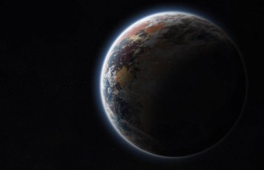 Uzak bir gezegende sistemi ile exoplanets 3d render elem alanda