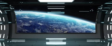 Uzay gemisi iç dünya üzerindeki manzaralı t 3d işleme öğeleri