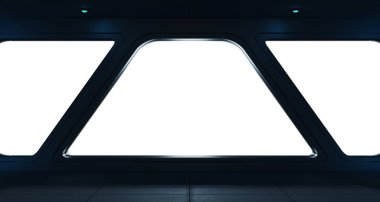 Uzay gemisi fütüristik iç pencere Manzaralı