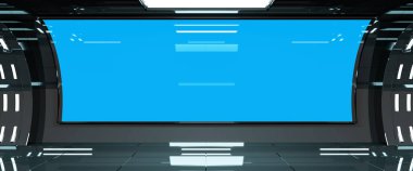 Uzay gemisi karanlık iç 3d render ile