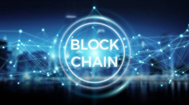 Blockchain bağlantı arka plan 3d render