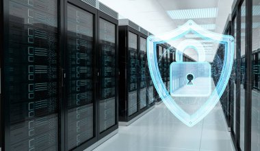 Sunucu Oda veri merkezi 3d render aktif güvenlik duvarı