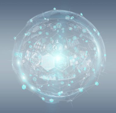 Hologram veriler dijital küre 3d render