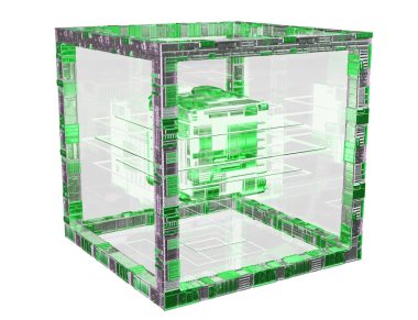 Nesne 3d render dokulu fütüristik küp teknoloji