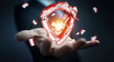 Güvenlik sonu 3d render karşı karşıya işadamı