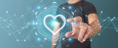 Online 3d parçalamak aşk bulmak için tanışma uygulama kullanarak iş adamı