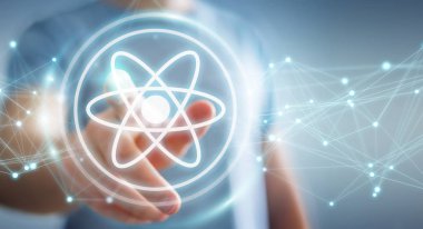Modern molekül yapısı 3B oluşturmayı kullanarak iş adamı
