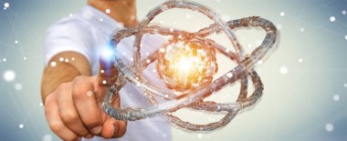 Fütüristik torus dokulu nesnesi 3B oluşturmayı kullanarak iş adamı