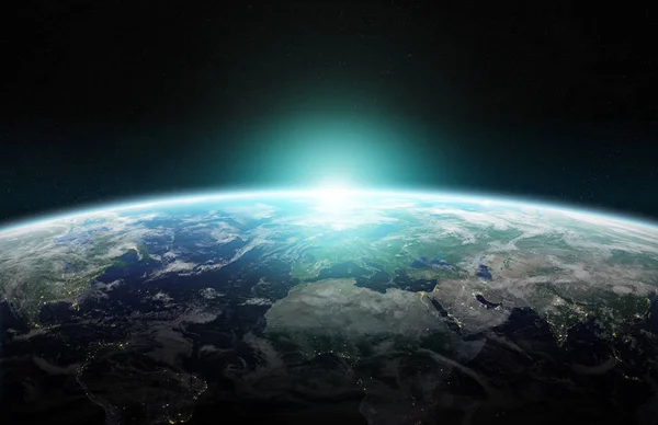 Utsikt över blå planeten jorden i rymden 3d rendering delar av detta — Stockfoto
