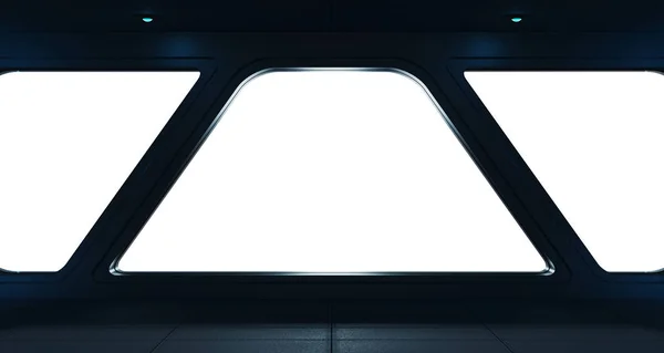 Spaceship futuristic interior with window view