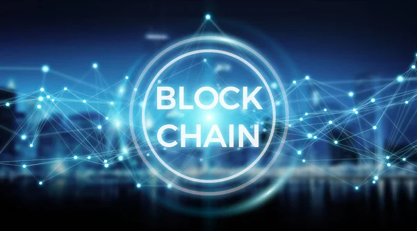 Blockchain conexión fondo 3D renderizado — Foto de Stock