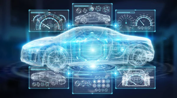 Современный цифровой смарт-интерфейс автомобиля 3D рендеринг — стоковое фото