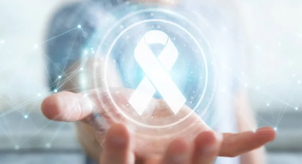 Бизнесмен с использованием цифрового интерфейса для рендеринга рака ленты — стоковое фото