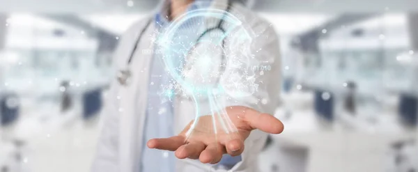 Médico usando a interface de inteligência artificial digital 3D render — Fotografia de Stock