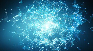 Bağlantıları sistem Küre ve veri değişim 3d render