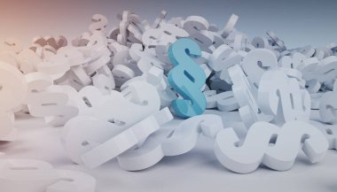 yere düşen 3d render hukuk paragraf simgeler