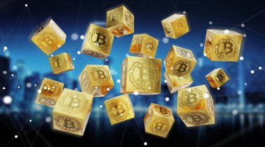 Bitcoins değişim arka plan 3d render