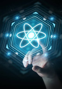 Modern molekül yapısı 3B oluşturmayı kullanarak iş kadını