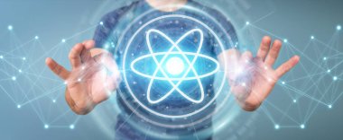 Modern molekül yapısı 3B oluşturmayı kullanarak iş adamı