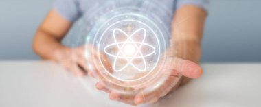 Modern molekül yapısı 3B oluşturmayı kullanarak iş adamı