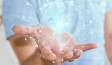 ABD dünya harita arabirimi 3d işlemesini kullanan iş adamı