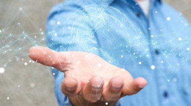 ABD dünya harita arabirimi 3d işlemesini kullanan iş adamı