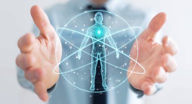 Dijital röntgen insan vücudu tarama arabirimi 3d ren kullanarak iş adamı